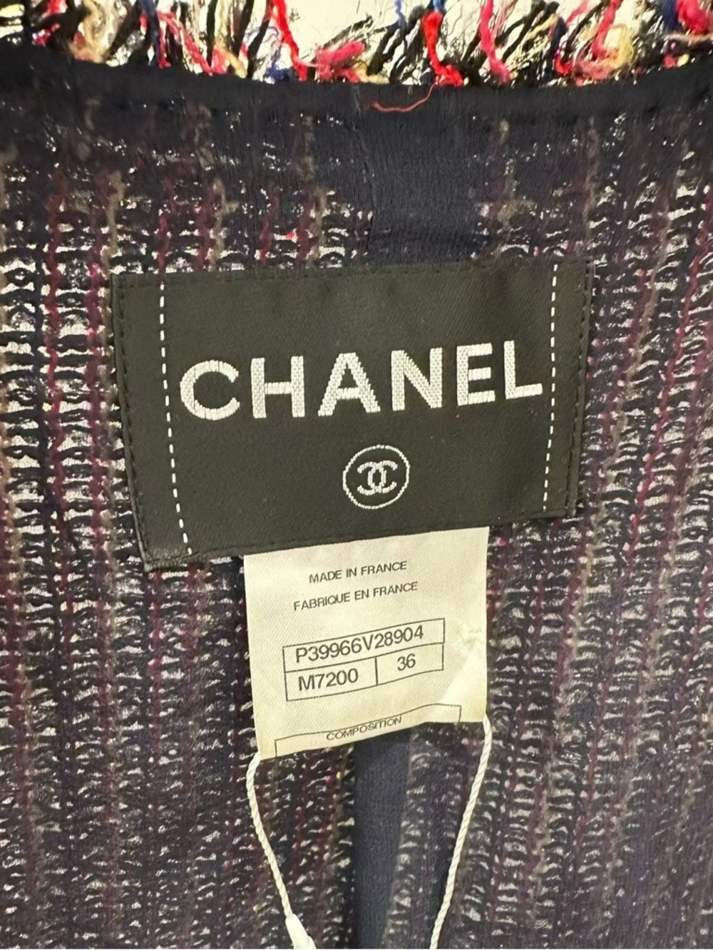 Authentic CHANEL Multicolor Tweed Cropped Jacket with Gold Buttons - Picture 3 of 5